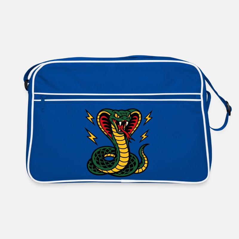 Cobra féroce avec éclairs style tattoo Sac Retro