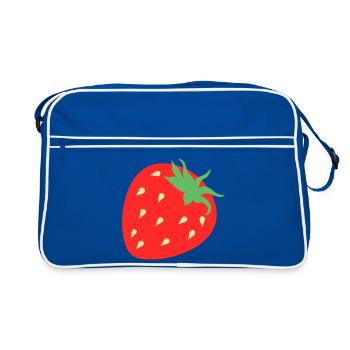 Frische Erdbeer Grafik - Retro Tasche - Blau/Weiß - Vorne