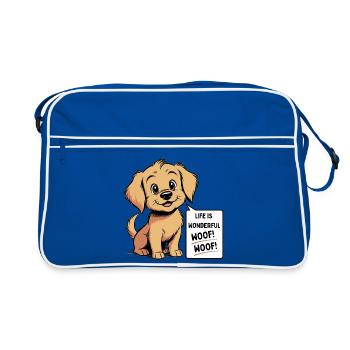 Cozy the dog – Das Leben ist wunderbar Wuff! Wuff! - Retro Tasche - Blau/Weiß - Vorne