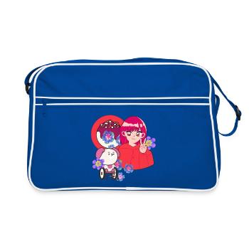 Signe de paix et art du chien en fauteuil roulant - Sac Retro - bleu/blanc - Devant
