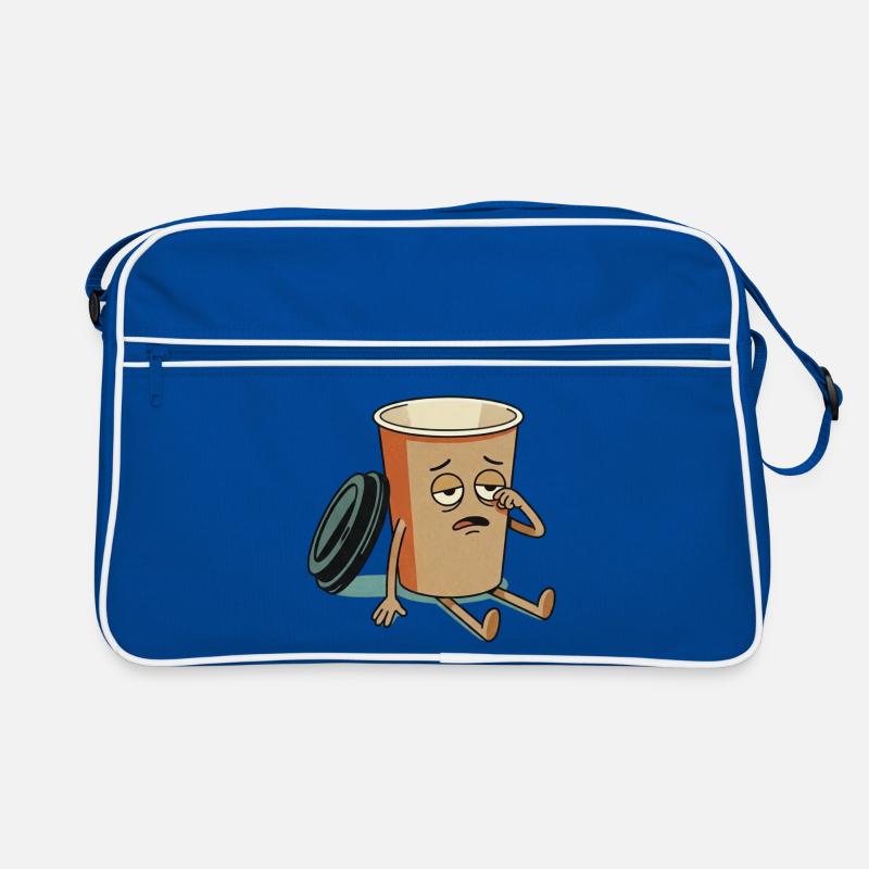 Erschöpfte Kaffeetasse-Figur Retro Tasche