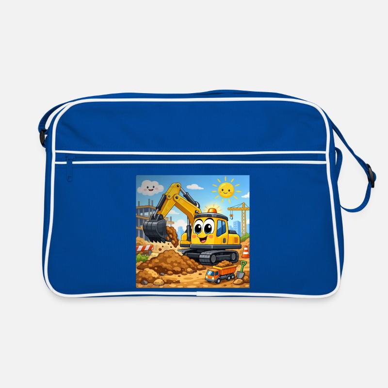 Fröhlicher Baubagger  Retro Tasche