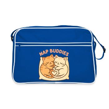 Compagnons mignons de sieste – Dormir avec le cœur - Sac Retro - bleu/blanc - Devant
