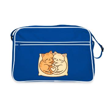 Mignons chats en cercle – Dormir avec un cœur - Sac Retro - bleu/blanc - Devant