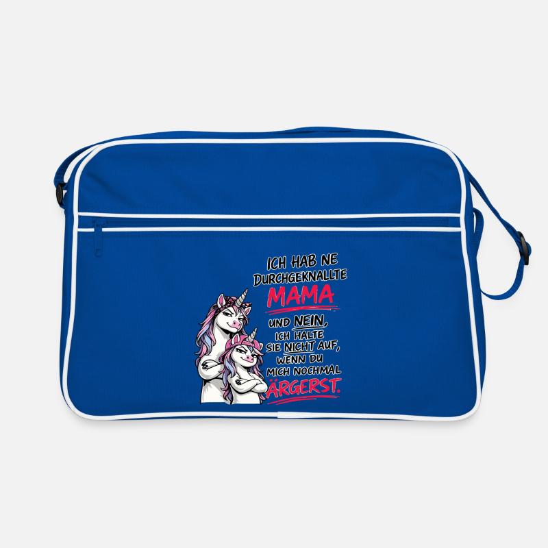 Durchgeknallte Mama Unicorn Spruch Retro Tasche