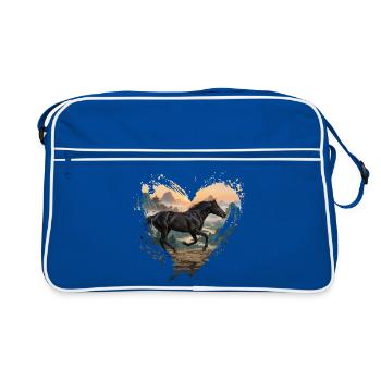 Das Abaga-Pferd, Porzellan und ein Herz - Retro Tasche - Blau/Weiß - Vorne