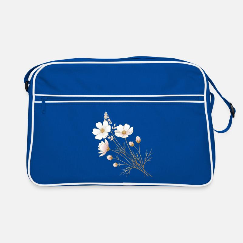 Accents dorés, fleurs blanches Sac Retro