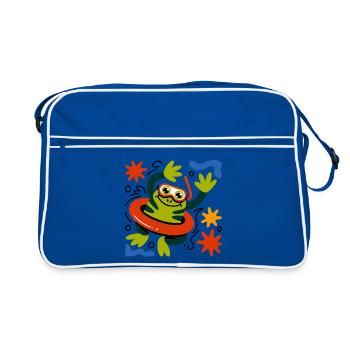 Summer Frog Fun - Retro Bag - blue/white - Front