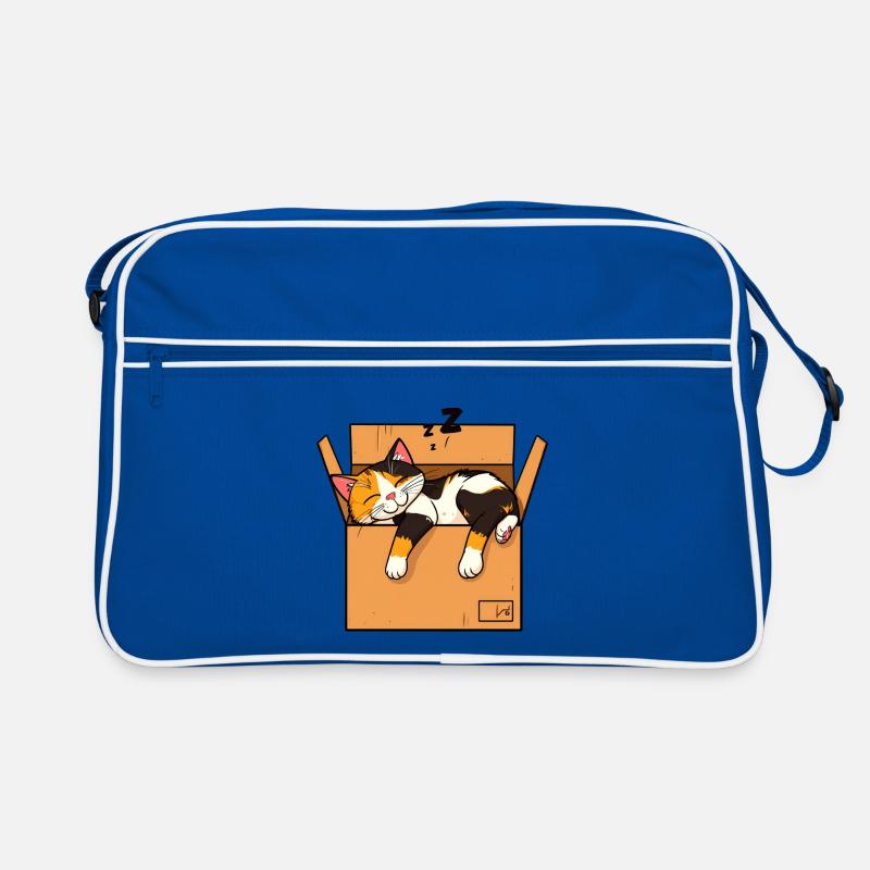 Katze schläft im Karton Retro Tasche