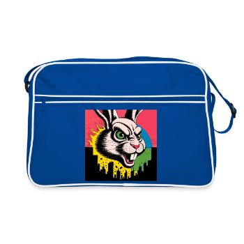 Monster Hase - Retro Tasche - Blau/Weiß - Vorne