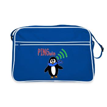 Penguin Funny IT Joke Network Humor - Retro Bag - blue/white - Front