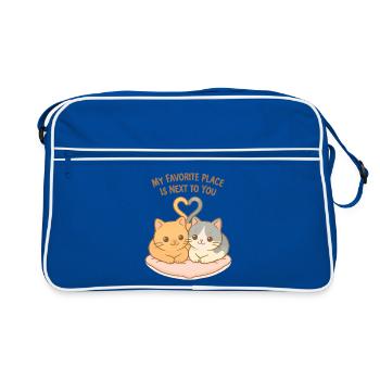 Cœur de couple de chats : mon endroit préféré - Sac Retro - bleu/blanc - Devant