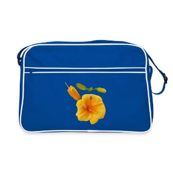 Golden_Yellow_Hemerocallis_Daylily_Flower_and_B - Retro Bag - blue/white - Front