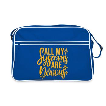 All My Systems Are Nervous Funny Fear Nerd Logo - Retro Bag - blue/white - Front