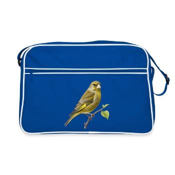 Illustration naturalist engraving Greenfinch - Retro Bag - blue/white - Front
