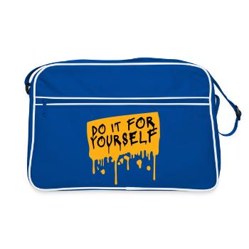 Citation inspirante sur l’amour de soi « Faites-le pour vous-même » - Sac Retro - bleu/blanc - Devant
