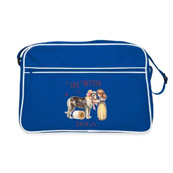 Lien canin vintage : la vie est meilleure avec les chiens - Sac Retro - bleu/blanc - Devant