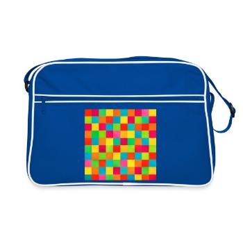 Rainbow Checkerboard Mosaic - Retro Bag - blue/white - Front