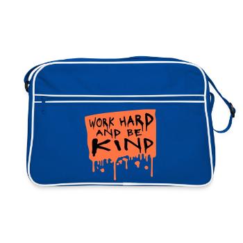 Work Hard And Be Kind Inspirational Diligence Kindness Logo - Retro Bag - blue/white - Front