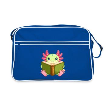 Kawaii Axolotl Reading a Book – Cute - Retro Bag - blue/white - Front