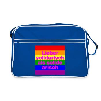 LIEBER SOLIDARISCH ALS SOLIDE ARISH, NO NZS - Retro Tasche - Blau/Weiß - Vorne