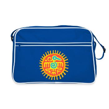 Aztec Bird Icon - Retro Bag - blue/white - Front