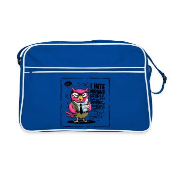 Morgenmuffel Büro-Eule im Anzug - Retro Tasche - Blau/Weiß - Vorne