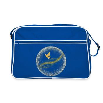 Cercle doré de paillettes avec oiseau - Sac Retro - bleu/blanc - Devant