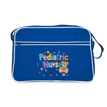 Colorful Pediatric Nurse Teddy Bear - Retro Bag - blue/white - Front