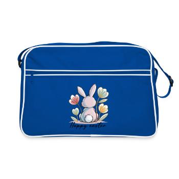 Happy Easter Bunny - Retro Tasche - Blau/Weiß - Vorne