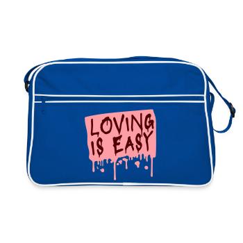 Loving Is Easy Inspirierend Romantisch Spruch Logo - Retro Tasche - Blau/Weiß - Vorne