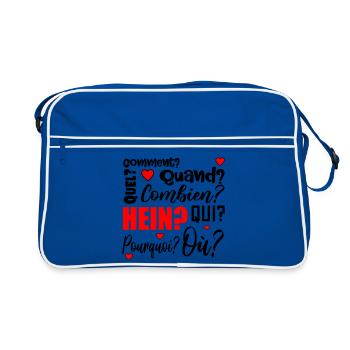 mots interrogatifs - français - Sac Retro - bleu/blanc - Devant