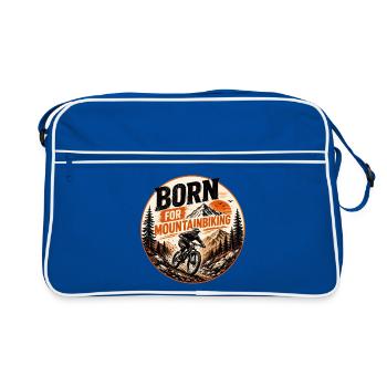 Geboren fürs Mountainbiken - Retro Tasche - Blau/Weiß - Vorne