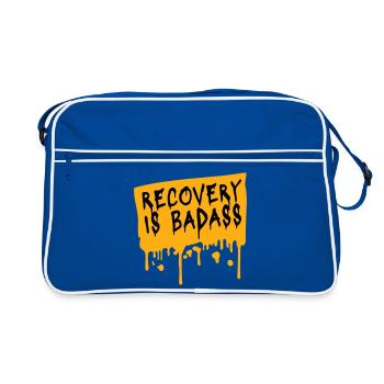 Recovery Is Badass Motivational Recovery Quote Logo - Retro Bag - blue/white - Front
