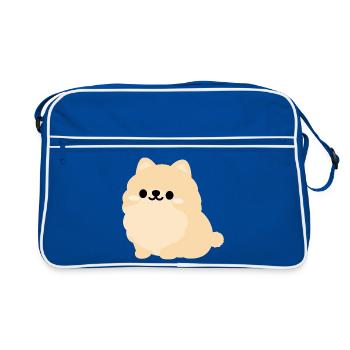 Pastel Pomeranian Pup - Retro Bag - blue/white - Front