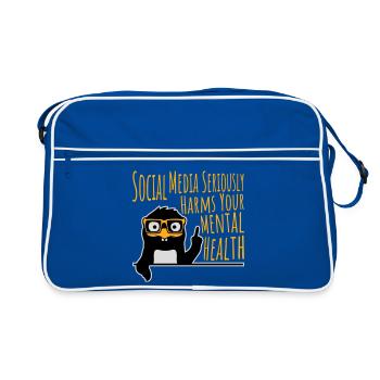 Social Media Seriously Harms Mental Health Penguin - Retro Bag - blue/white - Front