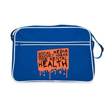 Les réseaux sociaux nuisent sérieusement à la santé mentale selon les affirmations - Sac Retro - bleu/blanc - Devant