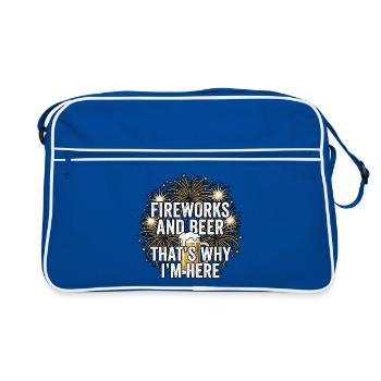 Feux d’artifice, pyro et bière - Sac Retro - bleu/blanc - Devant