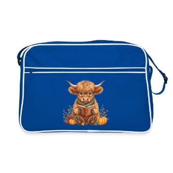 Douillet d’automne Highland Cow Reading - Sac Retro - bleu/blanc - Devant
