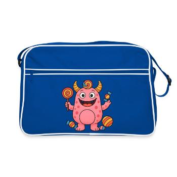 Monstre Rose Mignon - Sac Retro - bleu/blanc - Devant
