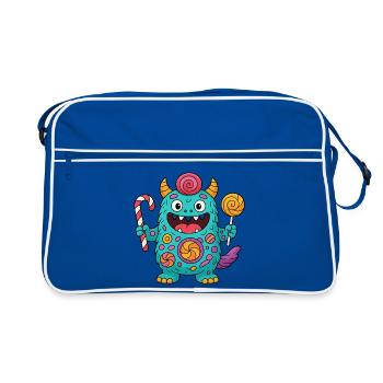 Monstre de bonbons mignon - Sac Retro - bleu/blanc - Devant
