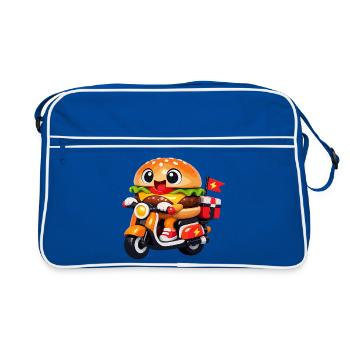 Kawaii Burger à moto - Sac Retro - bleu/blanc - Devant