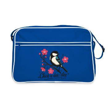Chick-a-dee-dee-dee avec un chant d’oiseau - Sac Retro - bleu/blanc - Devant