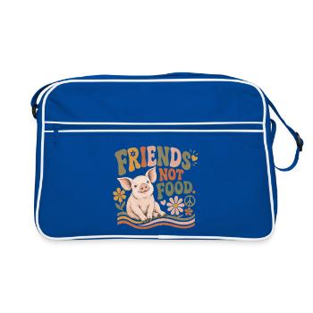 Friends Not Food Pig Vegan Rétro - Sac Retro - bleu/blanc - Devant