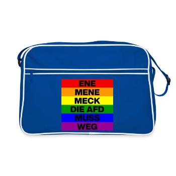 ENE MENE MECK THE AFD MUST GO, NO AFD, NO NZS - Retro Bag - blue/white - Front