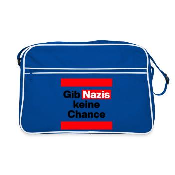GIB NAZIS KEINE CHANCE, NO NZS, NO AFD, DEMOKRATIE - Retro Tasche - Blau/Weiß - Vorne