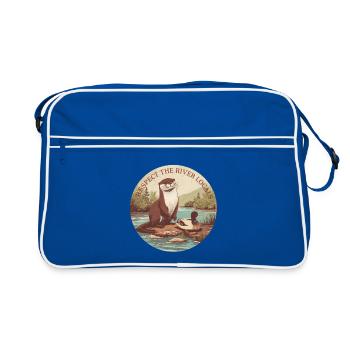 Respectez la rivière, les habitants, la nature de la loutre - Sac Retro - bleu/blanc - Devant