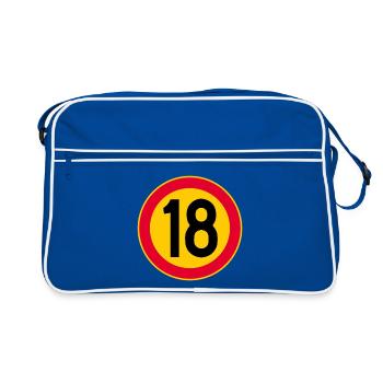18th Birthday Age 18 Years Sign - Retro Bag - blue/white - Front