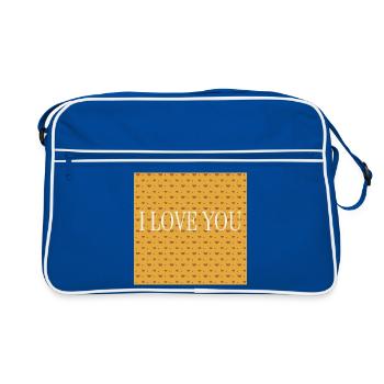 I Love You Motif Cœur Orange - Sac Retro - bleu/blanc - Devant