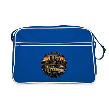 Pittsburgh Steel City Retro Bridge Welding Badge - Retro Bag - blue/white - Front